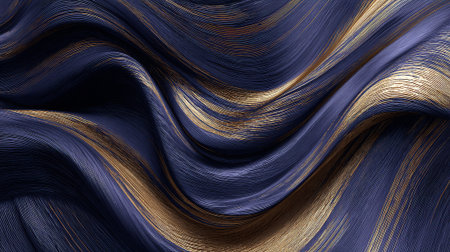 Elegant draped fabric with gold threads creating an interesting abstract flowing texture.の素材