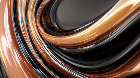 Abstract gold and dark reflections create a sleek and modern fluid designの素材