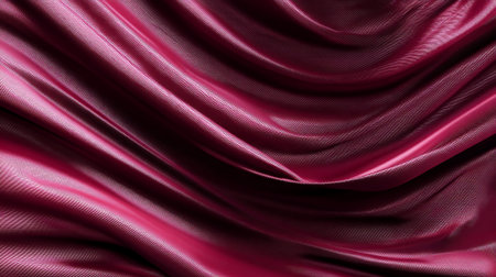 Deep Red Luxurious Fabric Texture with Soft Flowing Waves and Elegant Drapeの素材