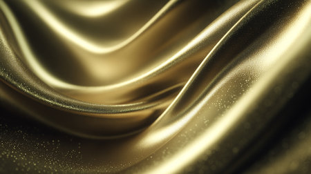 Elegant Golden Fabric Waves with Glimmering Sparkles of Light Abstract Backdropの素材