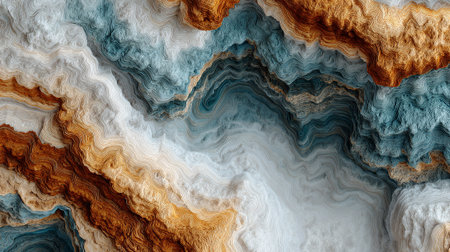 Dynamic Abstract Texture with White, Blue, and Brown Flowing Like a Terrainの素材