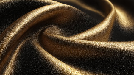 Luxurious Golden Fabric Texture with Intricate Folds and Sophisticated Designの素材