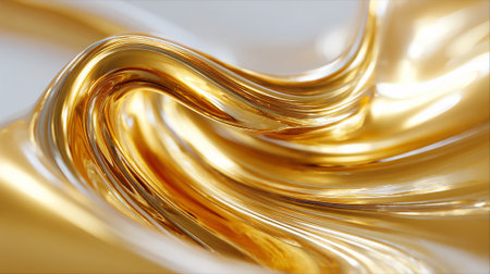 Abstract Golden Flowing Liquid Surface with Elegant Curves and Soft Reflectionsの素材