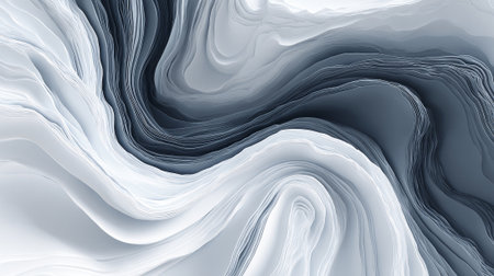 Flowing Layers of Abstract Waves with Subtle Gradients in Grey and Whiteの素材