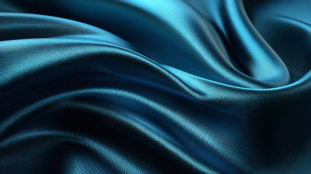 Luxurious Blue Fabric Folds Elegantly Shimmering Under Light, Creating a Captivating Textureの素材