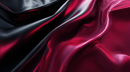Abstract Silk Fabric with Elegant Drapes and Flows in Dark Redの素材