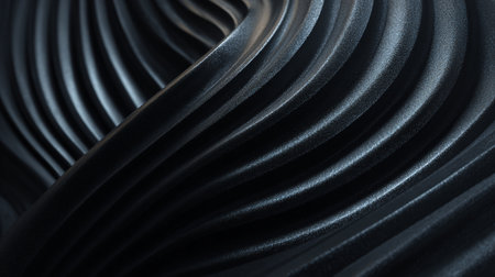 Abstract Dark Pleated Fabric Creates Wavy Texture and Shadow Patternsの素材