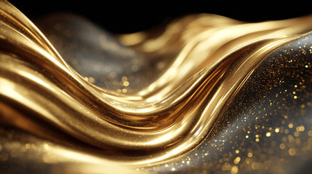 Glimmering Golden Waves: An Abstract Depiction of Sophistication and Luxurious Beautyの素材