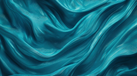 Luxurious Teal Fabric Texture with Flowing Folds and Delicate Sparkleの素材
