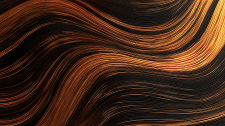 Fluid Copper Swirls Abstract Background with Black Accents and a Dynamic Flowの素材