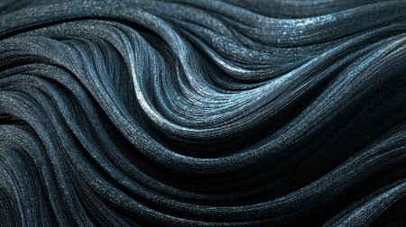 Dark Wavy Metallic Texture Fabric Drape Flowing with Beautiful Highlights and Shadowsの素材