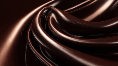 Smooth Dark Chocolate Waves and Folds in an Elegant Abstract Designの素材