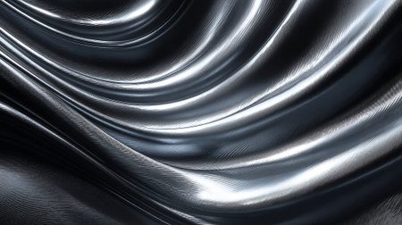Abstract Black Metal Texture with Wavy Ripples and Smooth Reflectionsの素材