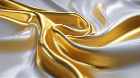 Opulent Swirls: A Luxurious Gold and Silver Silk Fabric Textureの素材