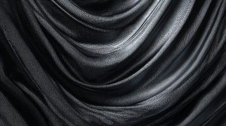 Dark and Mysterious Abstract Fabric Waves with Textured Draping Effect.の素材
