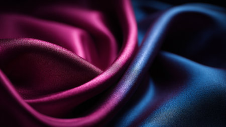Luxurious Fabric: Draped Satin with Rich Purple and Blue Tones Highlighted by Lightの素材