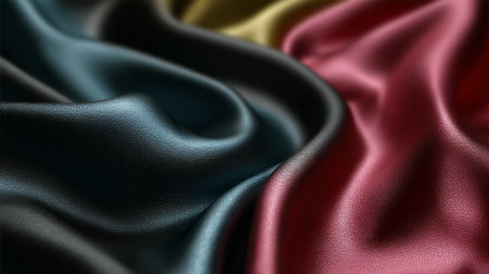 Abstract Macro Photograph of Leather Material in Black, Red and Gold Toneの素材