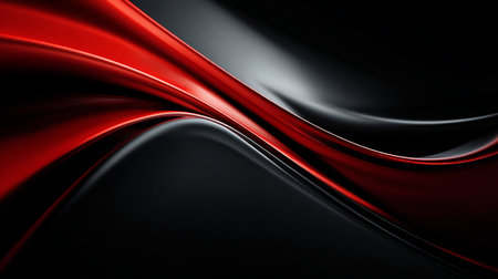 Sleek Red and Black Abstract Waves with Dynamic Contrastの素材