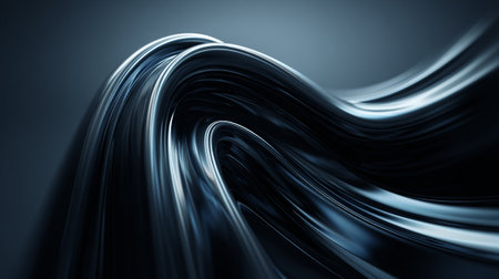 Elegant metallic fluid wave with stunning highlights and flowing curves in artistic styleの素材