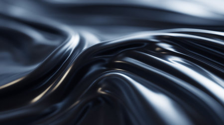 Abstract waves of smooth dark silver metal creating a dynamic background.の素材