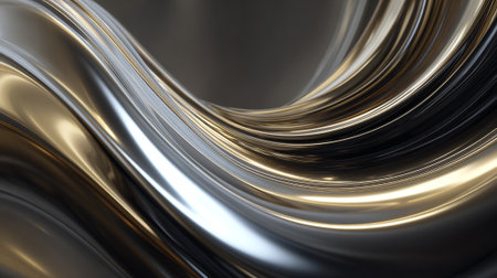 Abstract Metallic Curves Flowing, Golden Highlights Create Depth and Texture in Designの素材