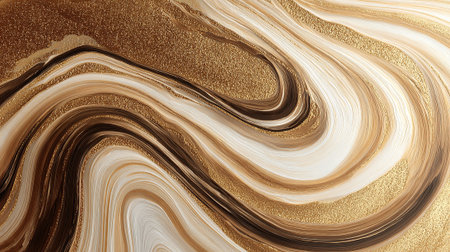 Elegant swirling gold and neutral shades create a sophisticated abstract art piece.の素材