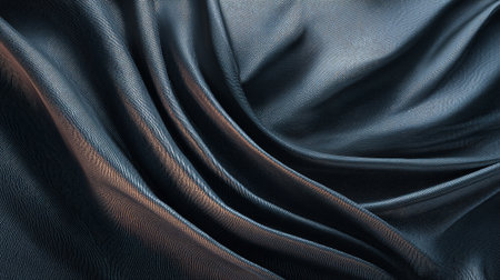 Abstract dark cloth with rippled textured design creating a fluid impressionの素材