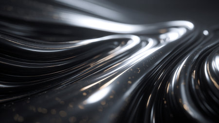 Sleek Abstract Metallic Flow: A Mesmerizing Dance of Light and Shadowの素材