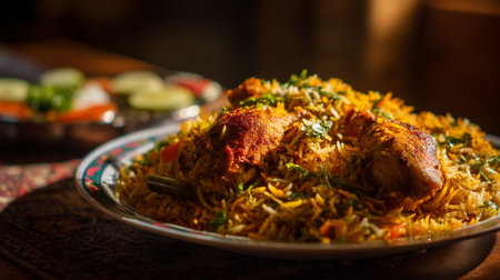 Delicious Chicken Biryani Served on a Plate Ready to Eatの素材