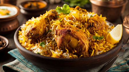 Delicious Homemade Chicken Biryani: An Authentic Indian Dish with Saffron Riceの素材