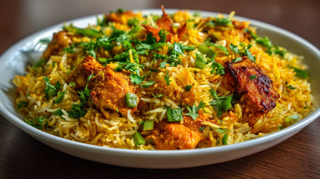 Delicious Chicken Biryani: A Flavorful and Aromatic Rice Dish Presentationの素材