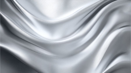 Elegant flowing folds of silver fabric create a soft, reflective texture.の素材