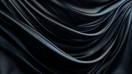 Elegant Black Fabric Draping Creating a Luxurious Texture and Sophisticated Designの素材