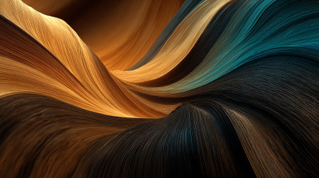 Abstract Flowing Lines in Gold, Teal, and Dark Brown Shadesの素材