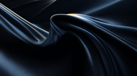 Elegant dark blue fabric folds and textures creating a smooth effect.の素材