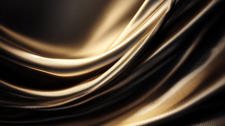 Luxurious golden fabric folds gracefully showcasing shimmering and rich, elegant textures.の素材