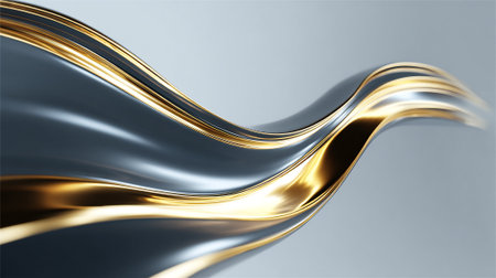 Elegant Black and Gold Flowing Abstract Design for Sophisticated Backgroundsの素材