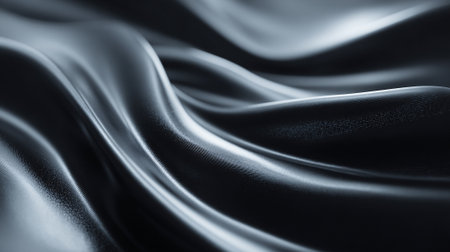 Abstract silver textile background with smooth folds and shimmering lightの素材
