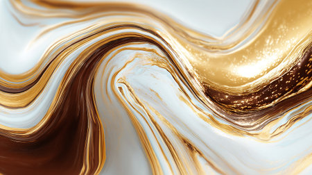 Elegant Swirls of Gold and Brown in an Abstract Marble-Like Compositionの素材