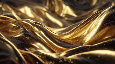 Shimmering Golden Waves: An Abstract Liquid Gold Texture Background Artの素材