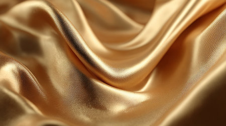 Luxurious Golden Fabric with Draping Folds and Subtle Shimmersの素材