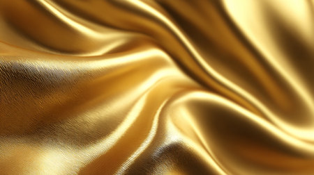 Luxurious Golden Fabric: Abstract Waves and Shimmering Light Textureの素材