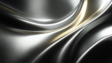 Abstract Metallic Waves with Shimmering Light Reflecting Off a Textured Surfaceの素材