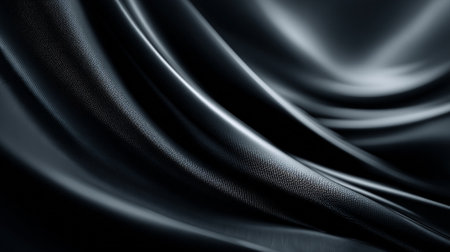 Abstract dark gray silk fabric with elegant draping and subtle highlightsの素材