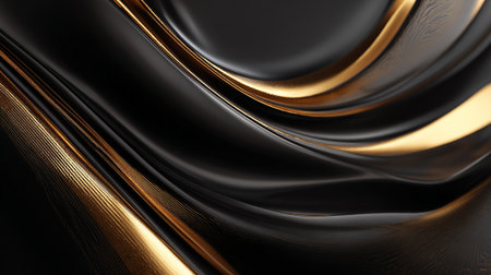 Luxurious Black and Gold Abstract Swirls, Adding Elegant Texture and Sophisticated Styleの素材