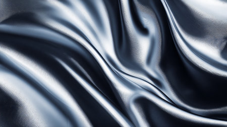 Sophisticated abstract texture of flowing, reflective metallic fabric with wavy patternsの素材