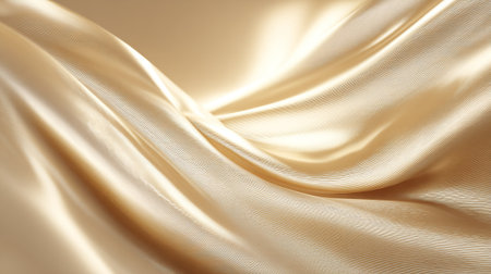 Luxurious folds of golden silk fabric create an abstract soft patternの素材