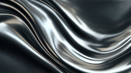 Elegant Silver Fabric Texture Background with Soft Waves and Highlightsの素材