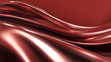 Luxurious Deep Red Metallic Silk Abstract Curves Creates a Sensuous Visual Experienceの素材