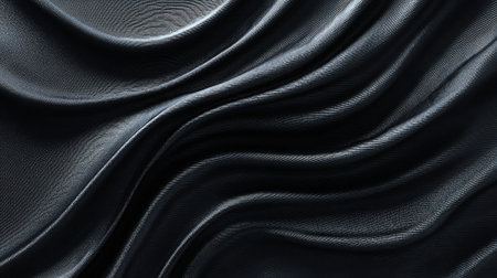 Dark and textured silky fabric with flowing, delicate folds for elegant backgroundsの素材